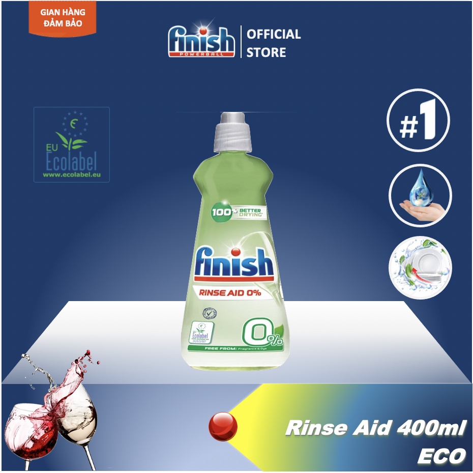 Nước làm Bóng (Trợ Xả) Finish Eco 400ml - Giúp bát đĩa mau khô và sáng bóng như mới EAN 8592326010396