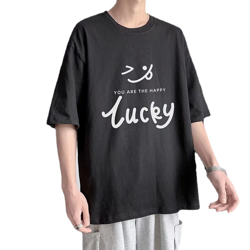 Áo thun nam chất cotton form tay lỡ in hình cá tính