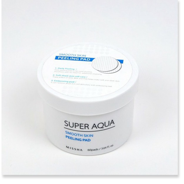 [Mã chiết khấu giảm giá mỹ phẩm chính hãng] Miếng Tẩy Tế Bào Chết Missha Super Aqua Smooth Skin Peeling Pad 60ea