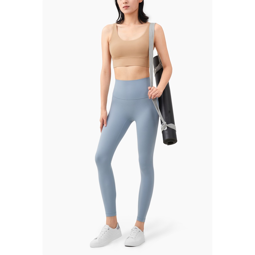 Quần legging eo cao màu trơn tập thể dục/yoga