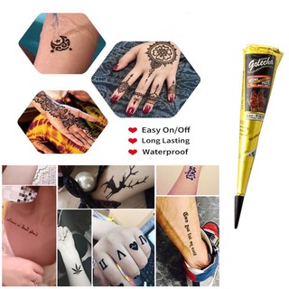 MỰC XĂM TẠM THỜI, HENNA MÀU ĐEN BỀN MÀU 3~5 Ngày  (Tặng khuôn vẽ ngẫu nhiên)