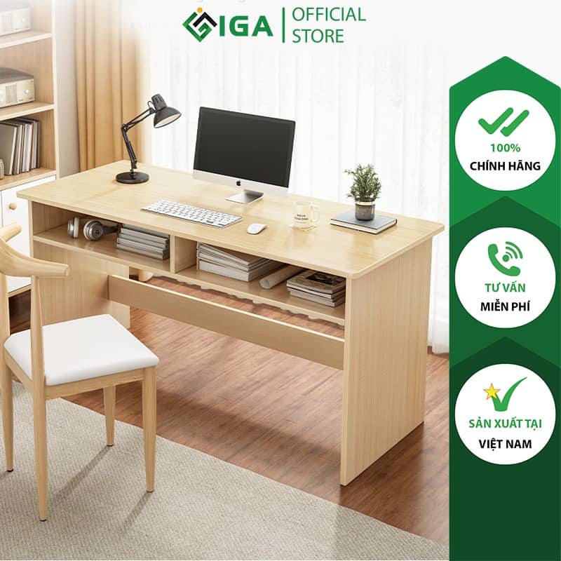 Bàn học, bàn làm việc máy tính có kệ sách và 2 ngăn kéo để đồ chính hãng IGA- GP178.31/ GP179.03