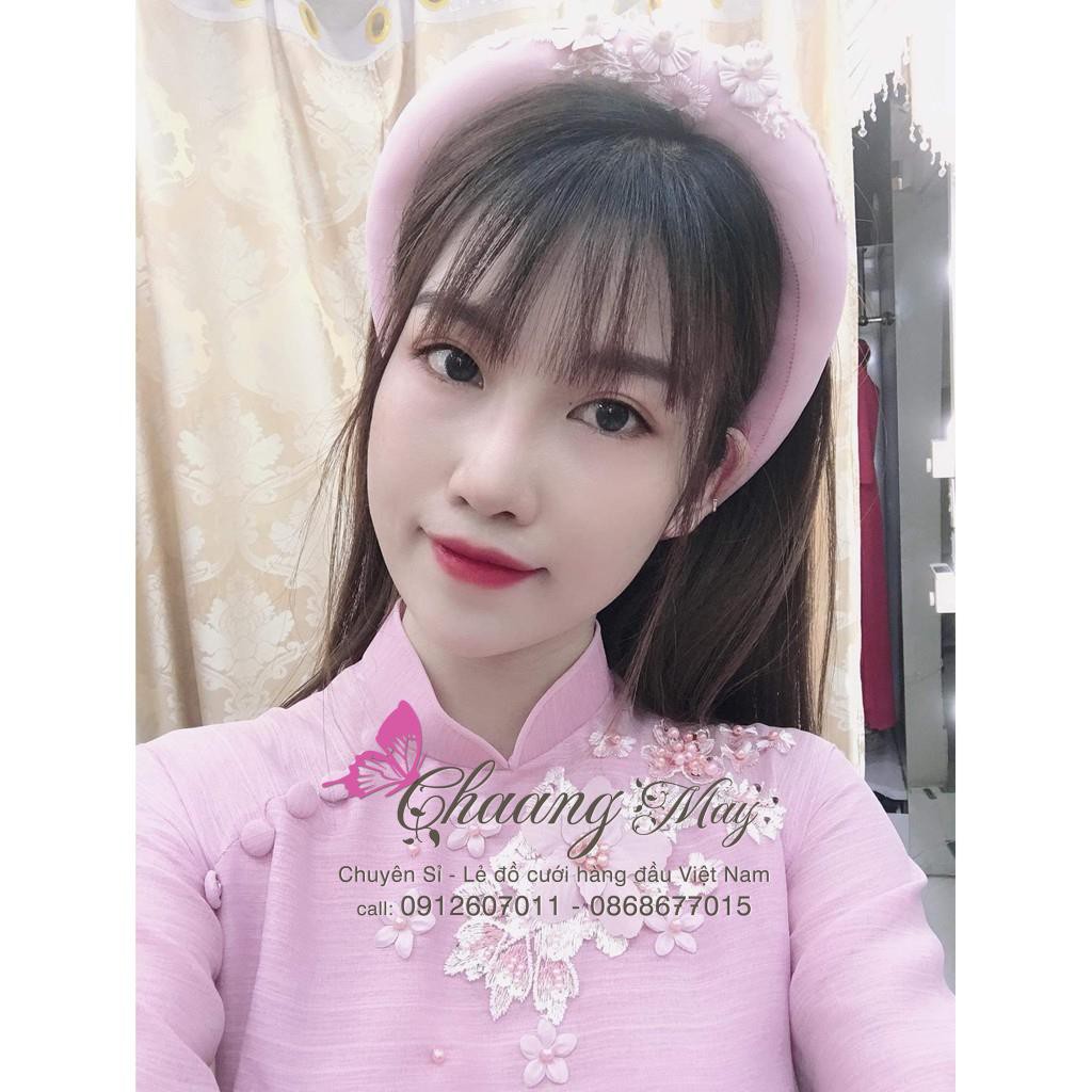 Áo Dài 4 Tà Cách Tân Lửng May Sẵn Lụa Xước Hồng Cao Cấp Mặc Lễ Tết Đẹp CT018A