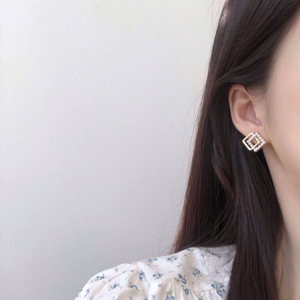 Bông tai nữ hình học đính ngọc K548 Mayconner