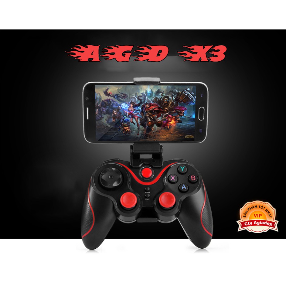 Tay cầm chơi Game Bluetooth xịn sò (độ nhạy cao) AGD X3 dùng mọi game điện thoại, máy tính PC