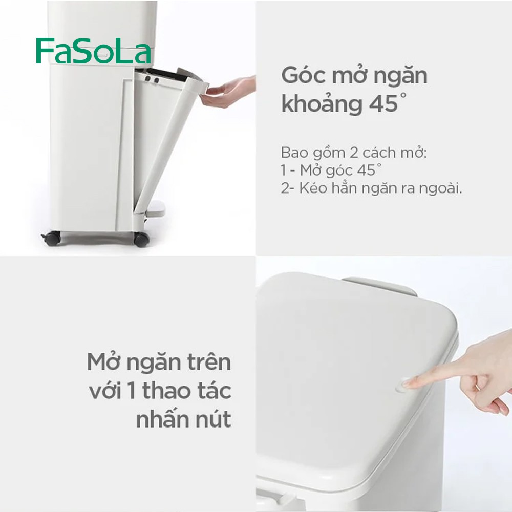 Thùng rác 2 ngăn phân loại cao cấp FASOLA FSLRY-323