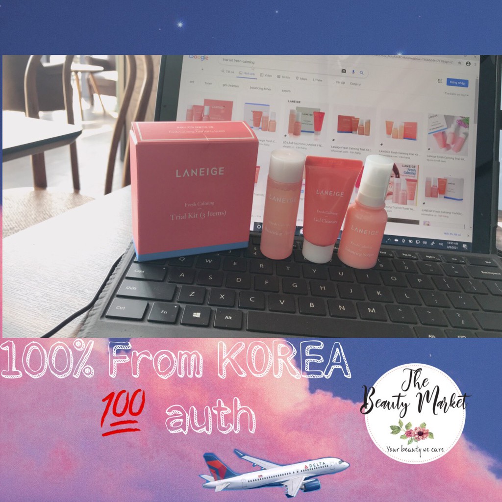 Set Dưỡng Da 3 món Laneige Fresh Calming Trial Kit