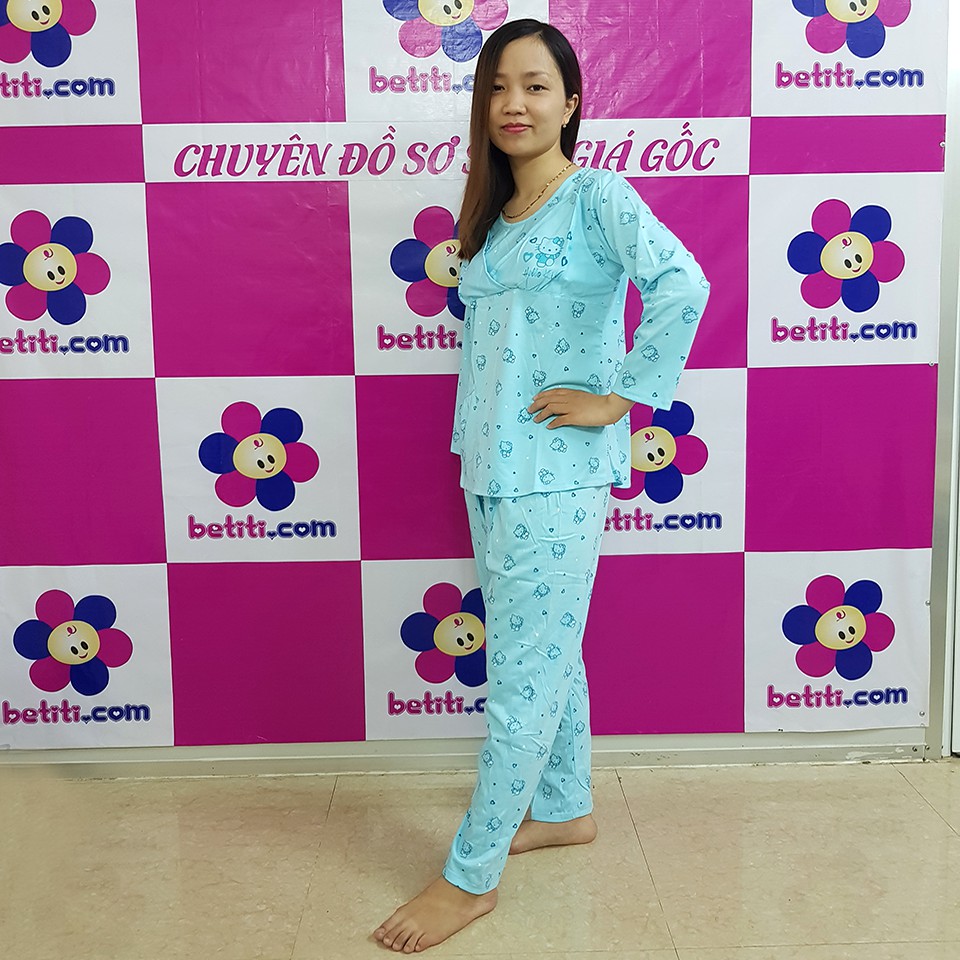 Bộ Quần Áo Cho Mẹ Bầu Và Mẹ Sau Sinh Cotton Dài Tay (Từ 50 - 60kg) - BTT00524