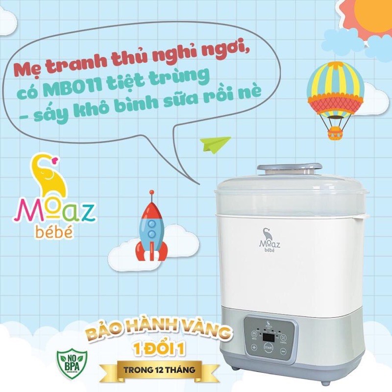 Máy tiệt trùng hơi nước sấy khô thông minh Moaz bebe Mb011