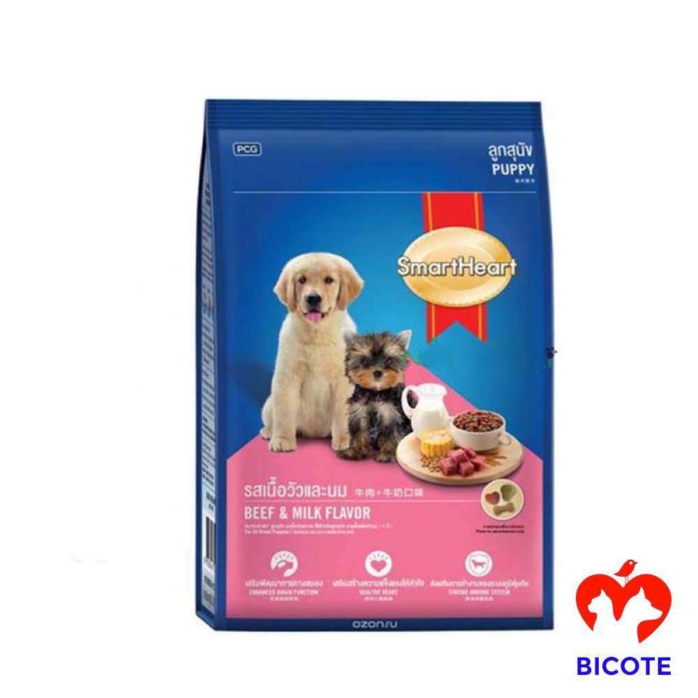 Hạt cho chó con SmartHeart vị thịt bò sữa 400g thức ăn cho chó con thơm ngon BICOTE