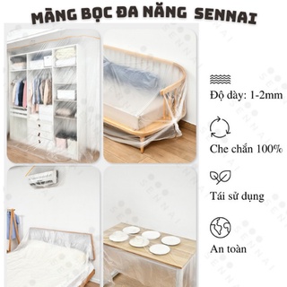 Màng Bọc Nilong Che Chắn Bụi Đa Năng SENNAI Kích Thước 3.2m x 12m Có Keo Dán Cố Định