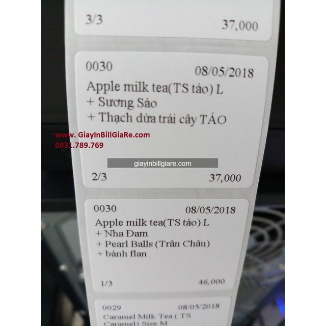 10 Cuộn Tem Dán Lý Trà Sữa 40x30mm 30m