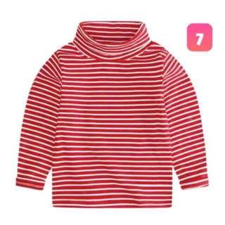 Áo thun kẻ cổ lọ 3 phân cho bé trai/gái