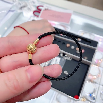 Vòng Tay Bện Dây Da Màu Đen Đỏ Pandora Thời Trang Cho Cặp Đôi