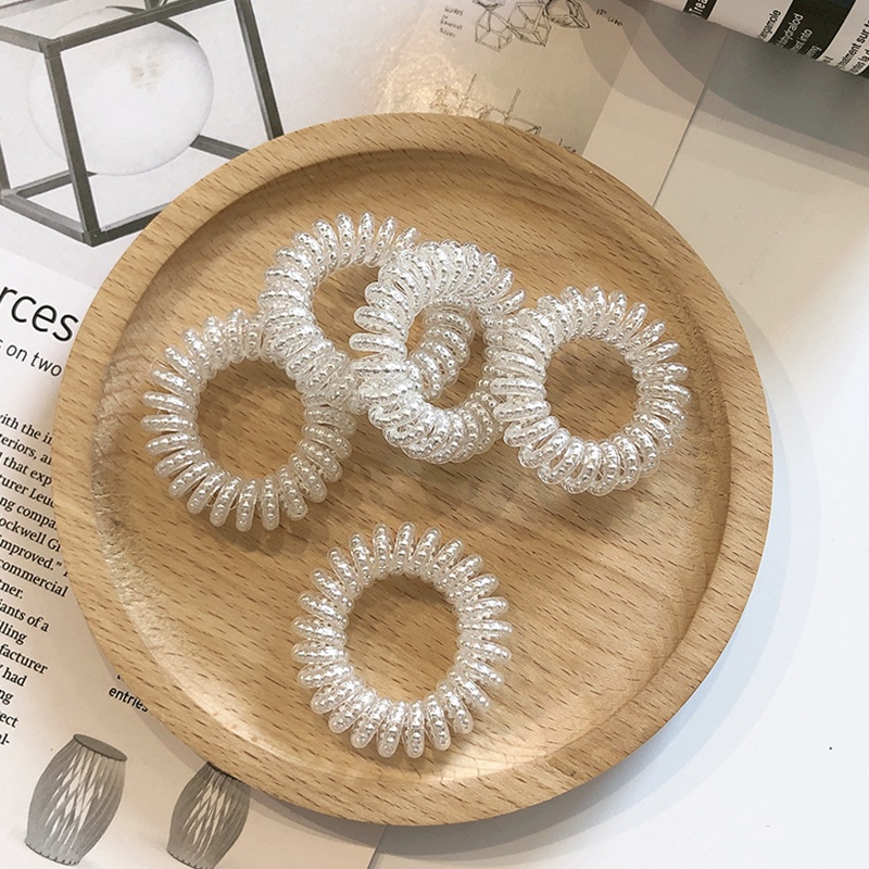 Dây Buộc Tóc Nhựa Co Giãn Nhiều Màu Sắc Đính Ngọc Trai Thời Trang