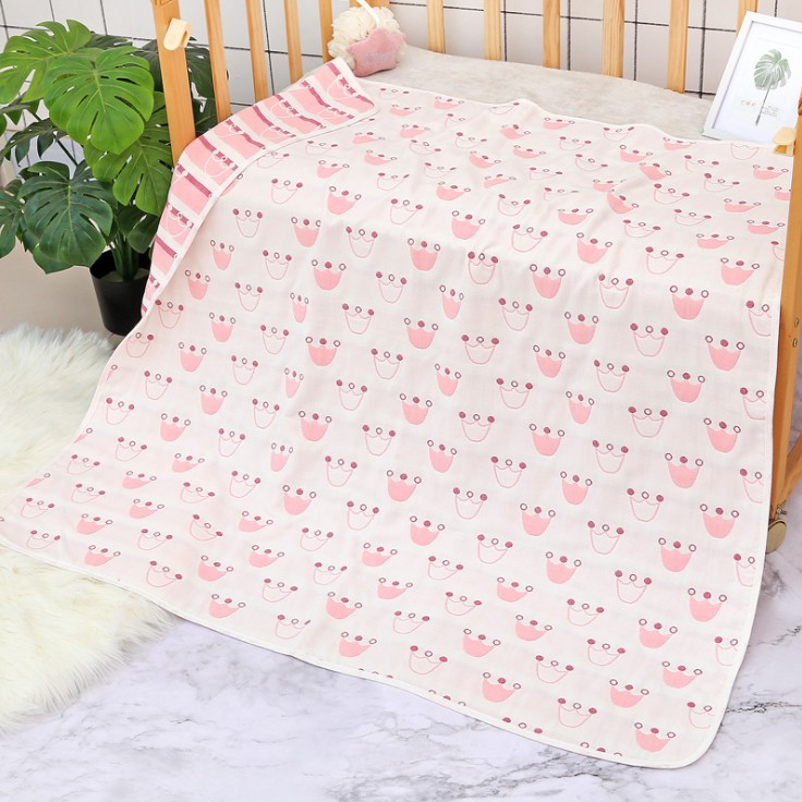 Chăn cotton xô 6 lớp 2 mặt họa tiết hàng cao cấp cho bé, kích thước 110*110cm