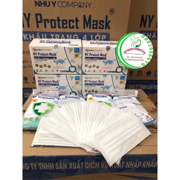 Hộp 50 cái khẩu trang y tế 4 lớp màu trắng Như Ý