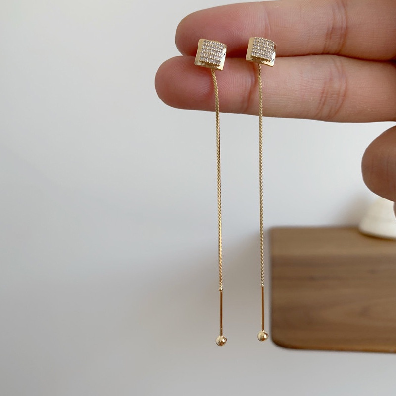 Khuyên Tai Dáng Dài Đính Đá Hình Mặt Trăng Ngôi Sao Thời Trang Hàn Quốc