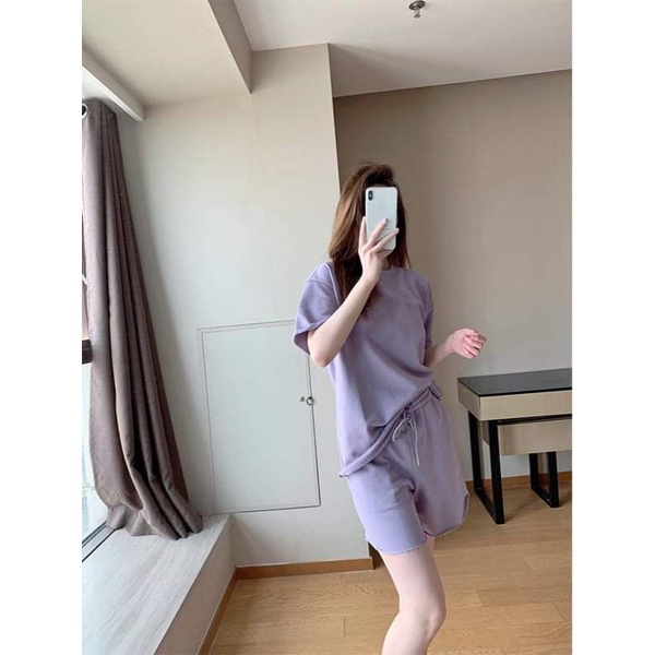[FREESHIP] Set trơn nỉ da ca cộc tay dày mịn bao đẹp. Bộ quần short năng động