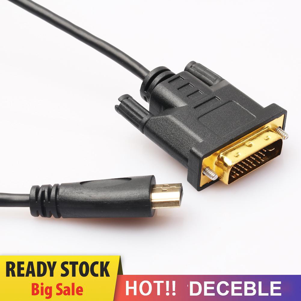 Deceble HDMI-compatible to DVI-D 24+1 Pin Monitor Display Adapter Cable Male/Male Gold HD HDTV