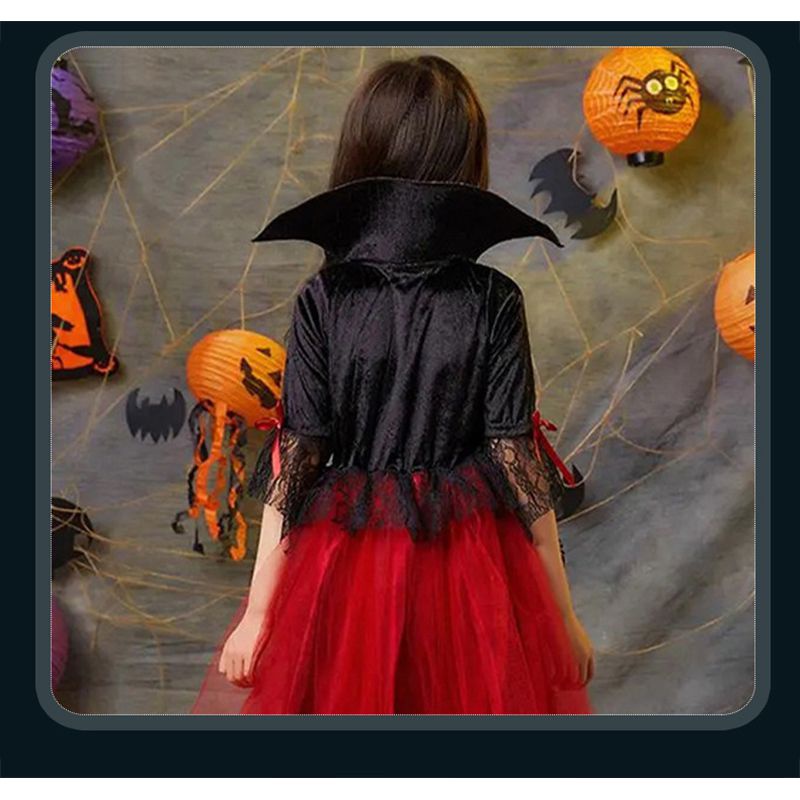 Kids Costume Girl Vampire Witch Cosplay Costume Performance Party Set Party Clothing Red Tulle Skirt Girl Dresses Halloween gift