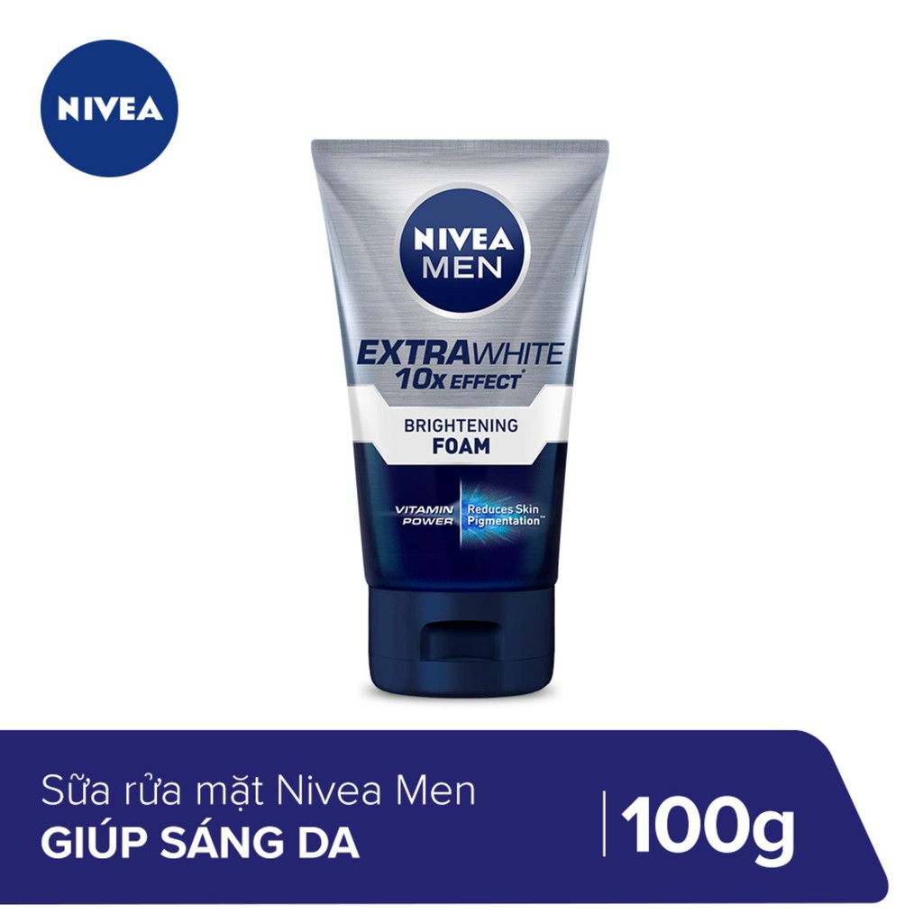 Sữa Rửa Mặt Cho Nam Nivea Men Làm Sáng Da 100g Men Extra White Deep Clean Foam