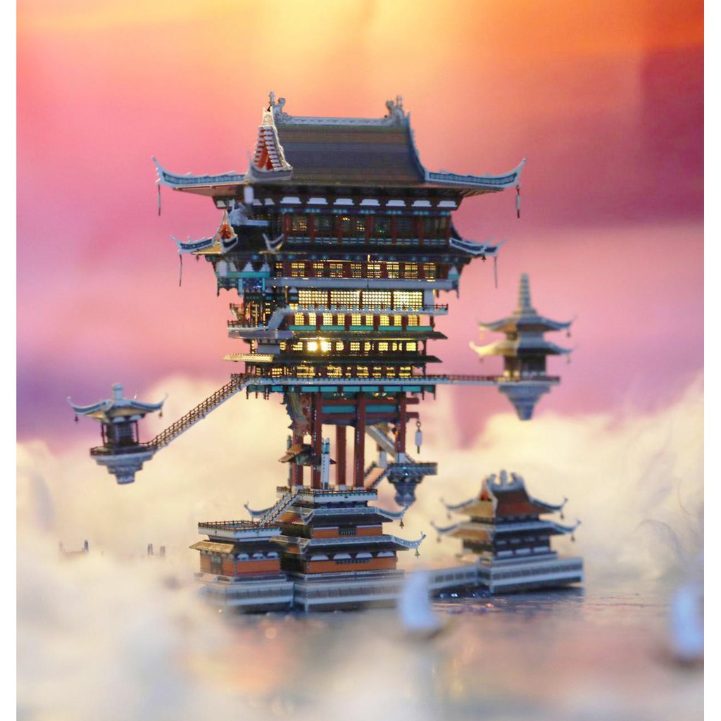 Mô hình lắp ghép kim loại 3d Sảnh quỷ linh-hall of spirit  + tặng kèm 1 mẫu mô hình 80k