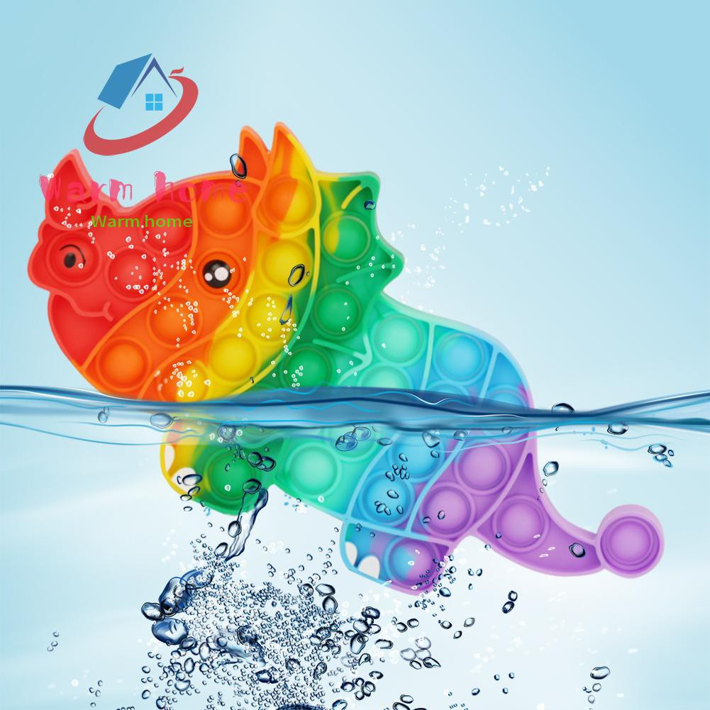 Shopeecarena Triceratops Push Bubble Fidget Toys Stress Relief Relax Puzzle Toy Rainbow