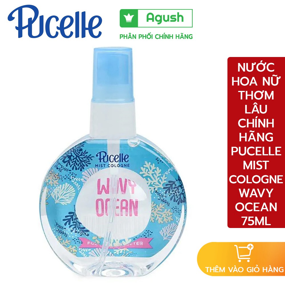 Nước hoa nữ bé gái mini thơm lâu chính hãng Pucelle Wavy Ocean 75ml dịu nhẹ nhàng dạng xịt khô toàn thân body giá rẻ