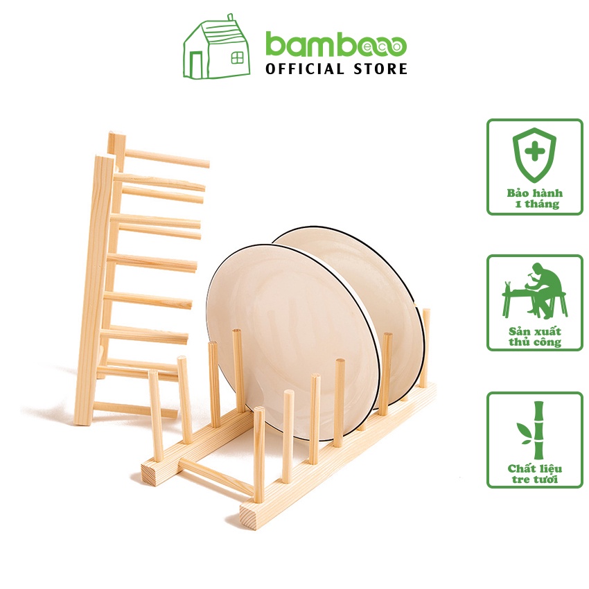 Kệ Úp Dĩa Tre BAMBOOO ECO Giá Trưng Bày Nhà Bếp Tiện Lợi Nhiều Kích Thước