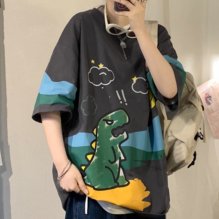 Áo thun tay ngắn in hình trẻ trung phong cách hàn quốc cho cặp đôi