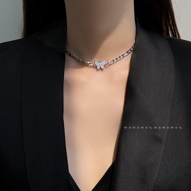 Vòng cổ mặt hình bướm đính đá thời trang Hàn Quốc cá tính