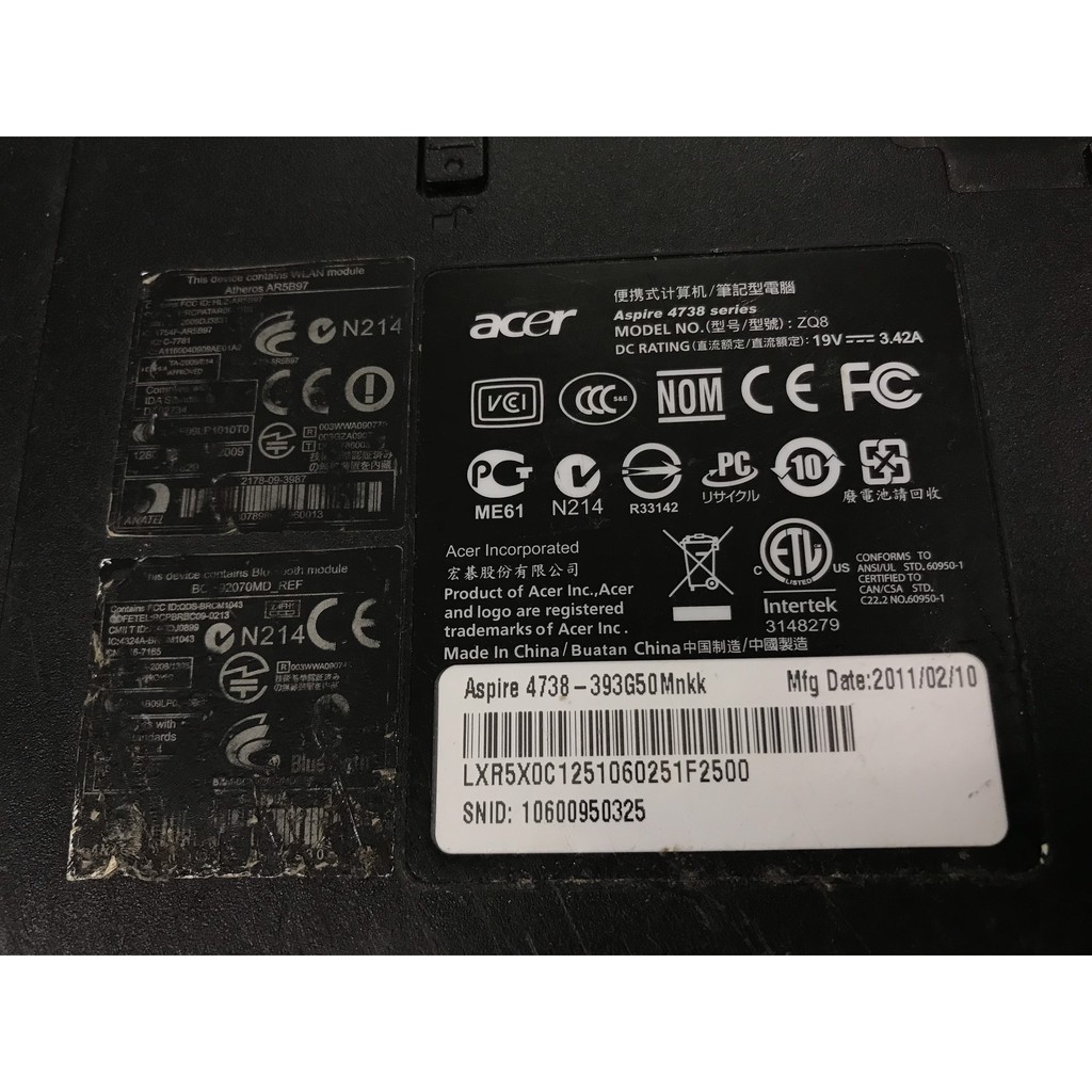 Main xác , Vỏ, Quạt Fan, Cáp màn hình, linh kiện Laptop Acer Aspire 4738(chọn phân loại hàng)