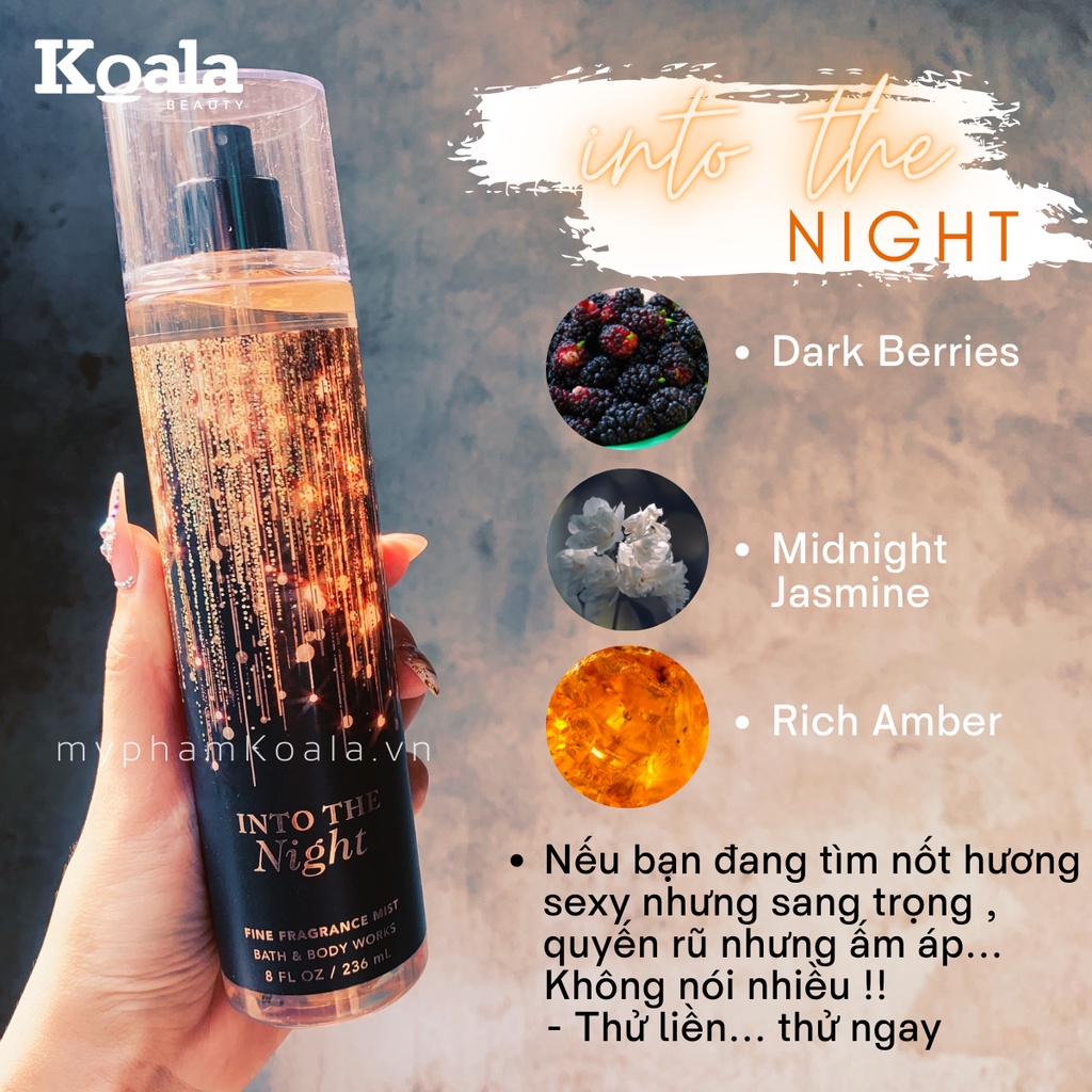 Body mist, Xịt Thơm Toàn Thân Into The Night 236ml Sang Trọng, Cuốn hút
