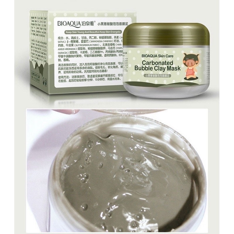 Mặt Nạ Sủi Bọt Thải Độc Bì Heo Carbonated Buble Clay Mask Chứa Collagen Của Bioaqua
