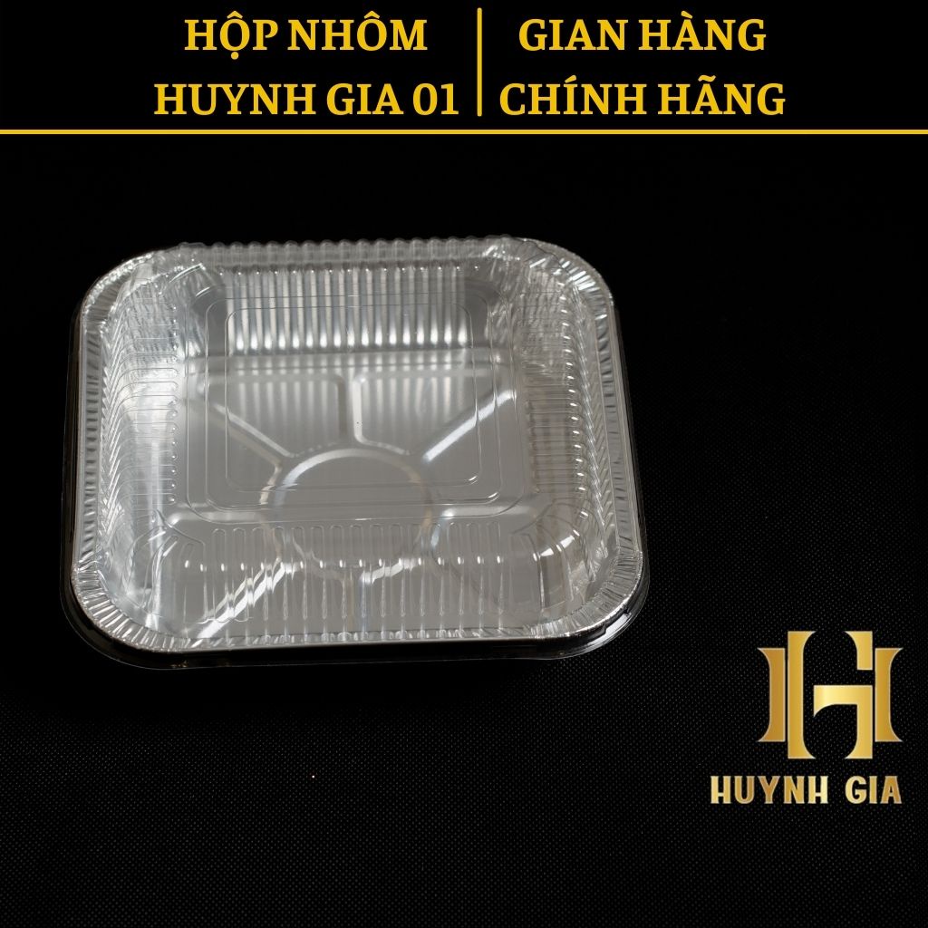 Hộp khay nhôm hình chữ nhật SQ204 dung tích 1350ml nắp nhựa bền đẹp