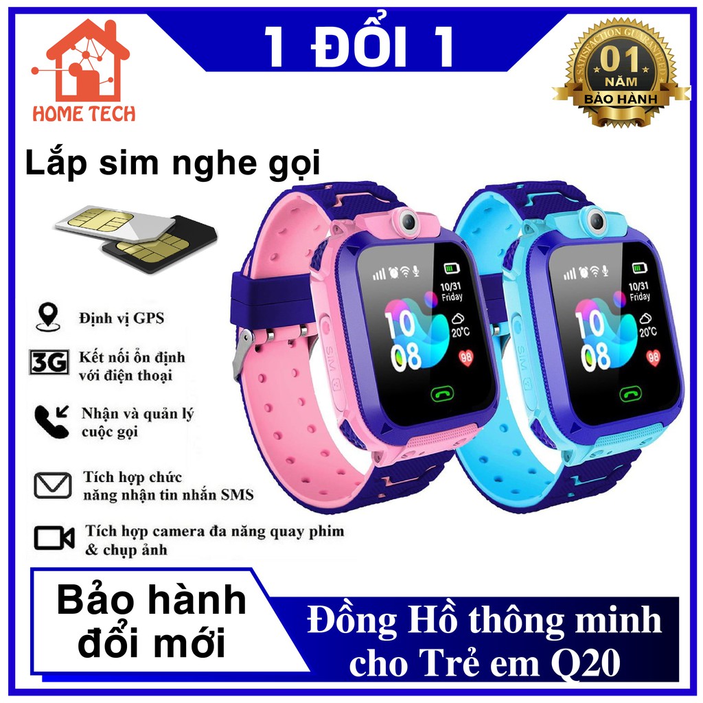 Đồng Hồ Trẻ Em Q20, Đồng Hồ Lắp Sim, Nghe Gọi Chụp Ảnh, Định Vị Trẻ, Tiện Dụng cho Phụ Huynh