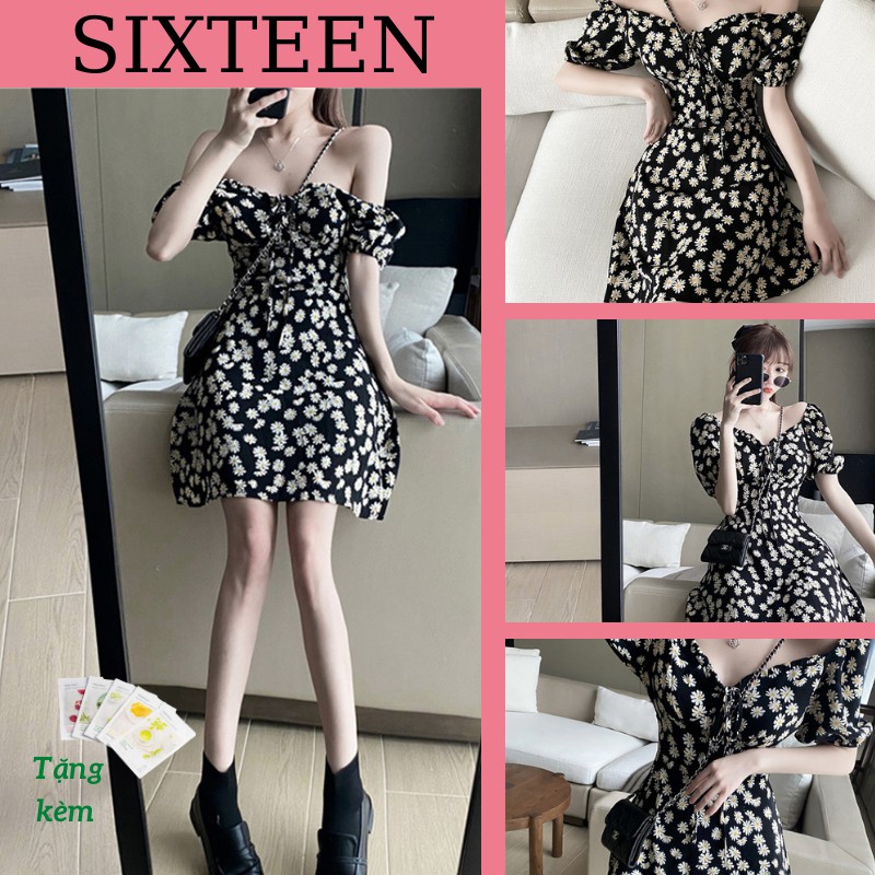 [Mã WAMT1505 giảm 10K đơn 0K] Váy Nữ Họa Tiết Hoa Cúc, Đầm Nữ Hoa Cúc Hot Trend SIXTEEN.