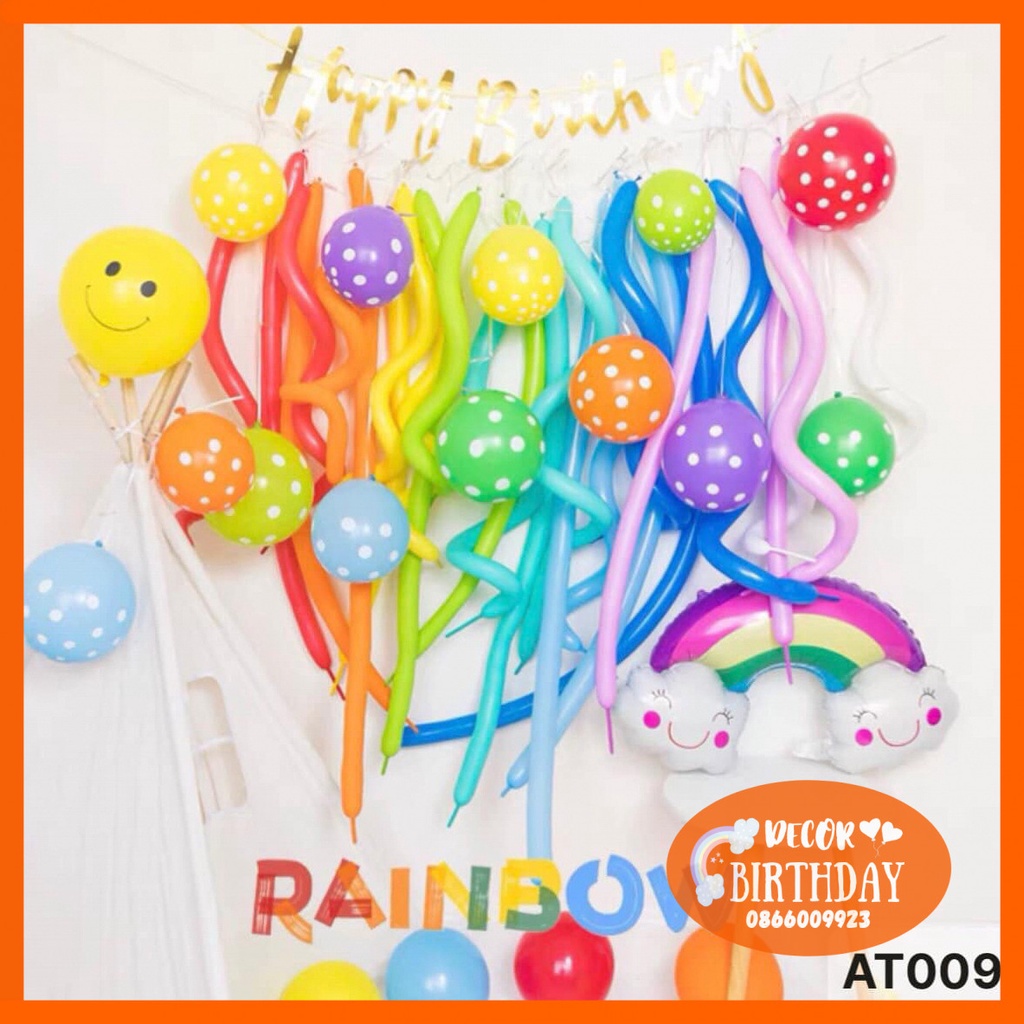 Set Sinh Nhật Hàn Quốc Mẫu Mới, Mẫu Bóng Giun Đẹp Lạ Mắt Dễ Trang Trí, Tặng Kèm Đồ Bơm Băng Dính Bóng HOT HOT HOT