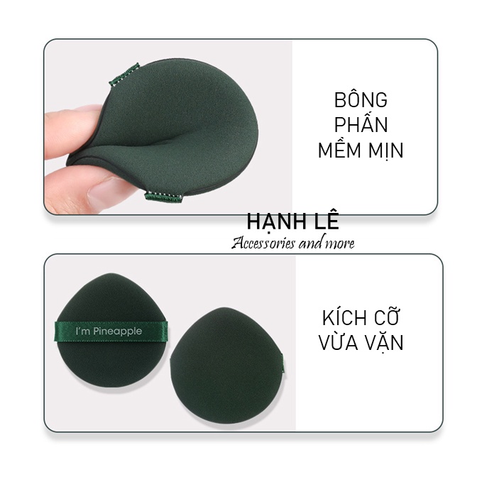 Gói 3 bông phấn trang điểm hình bánh dứa và dâu tây trà sữa đáng yêu mềm mịn giúp lớp nền hoàn hảo hơn