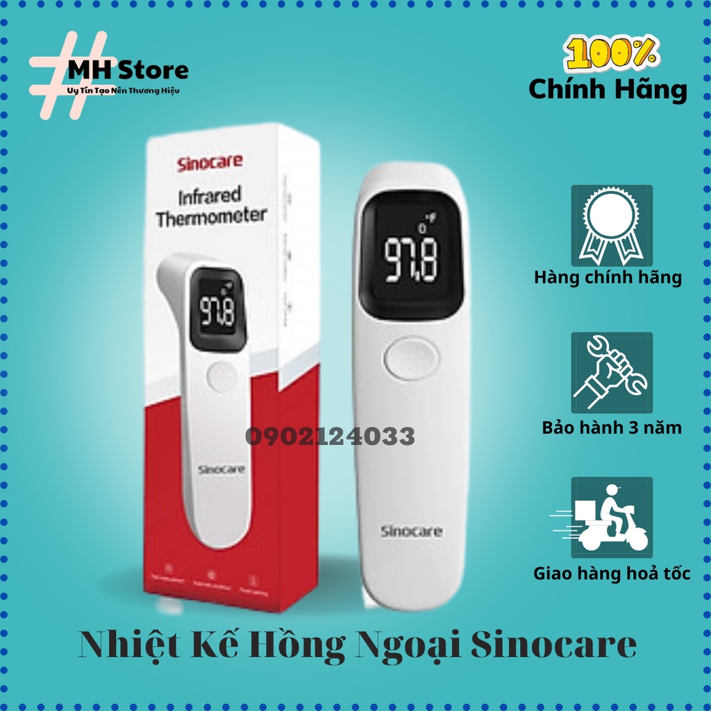 Nhiệt Kế Điện Tử Hồng Ngoại Sinocare Đo Tai, Đo Trán Có Cảnh Báo Sốt, Chính Hãng Bảo Hành 1 Đổi 1 Trong 3 Năm (MH Shop)