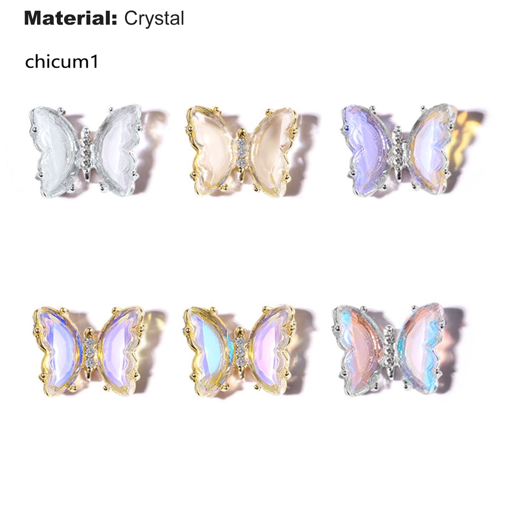 [Hàng mới về] Phụ kiện bướm đá pha lê 3D trang trí móng tay nghệ thuật nhiều màu sắc
