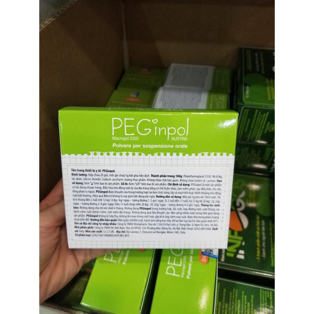 Nhuận tràng Bouona PÈG 3350 - Hộp 20 gói 5g - hỗ trợ giảm tình trạng táo bón trẻ em, an toàn - Hàng chính hãng