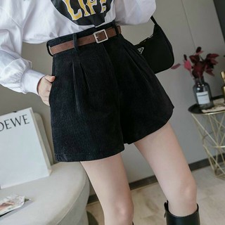 Quần short nữ cạp cao vải nhung không kèm đai