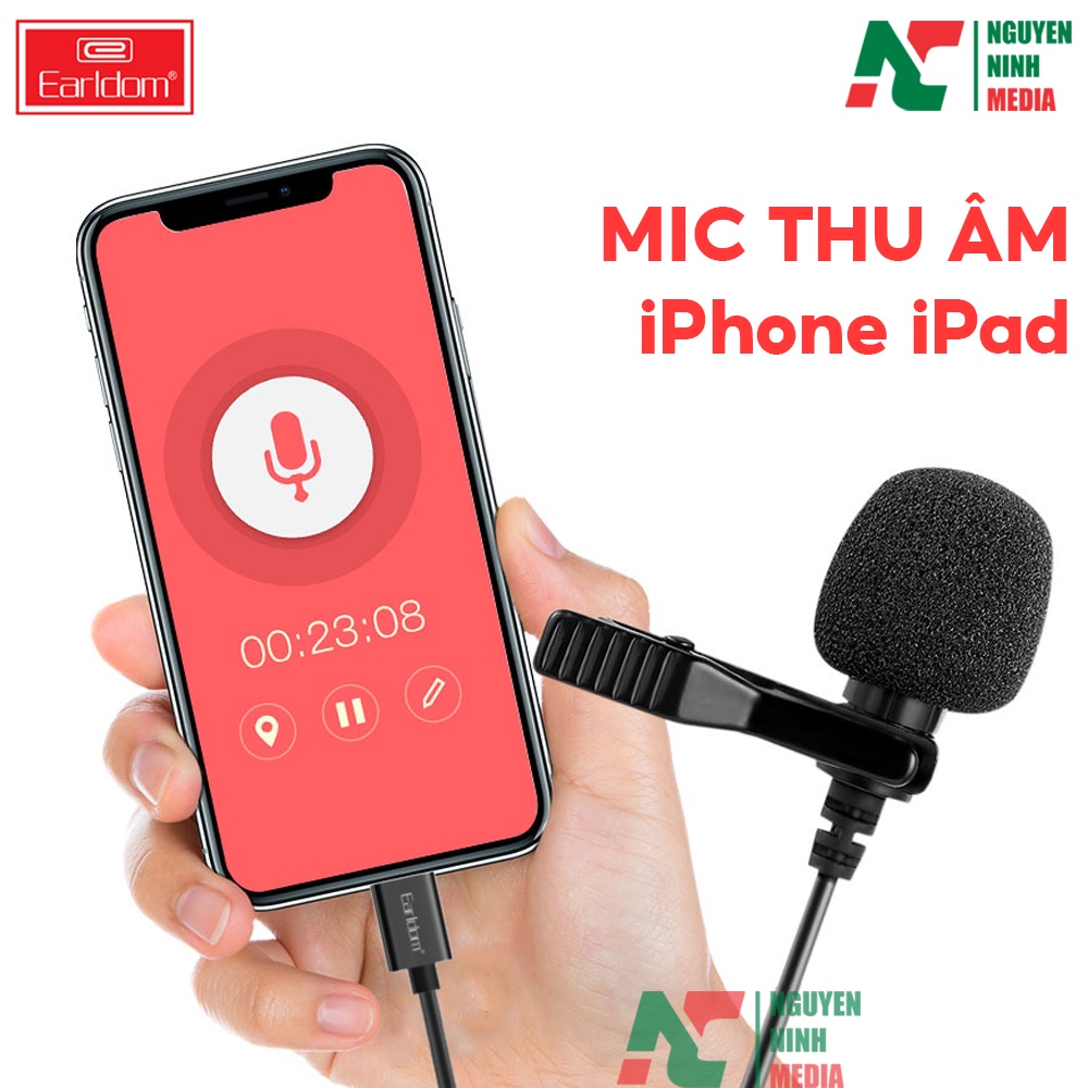 [Mã ELHACE giảm 4% đơn 300K] Mic Thu Âm Dành Cho iPhone, iPad Earldom E36 - Hàng Chính Hãng