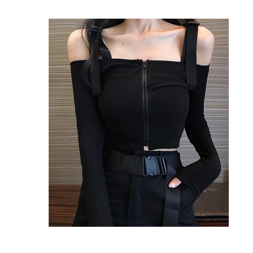 💥SẴN 💥 Set đồ nữ áo croptop body trễ vai có quai - quần jogger kèm đai lưng đen cá tính (Ms D24) | BigBuy360 - bigbuy360.vn