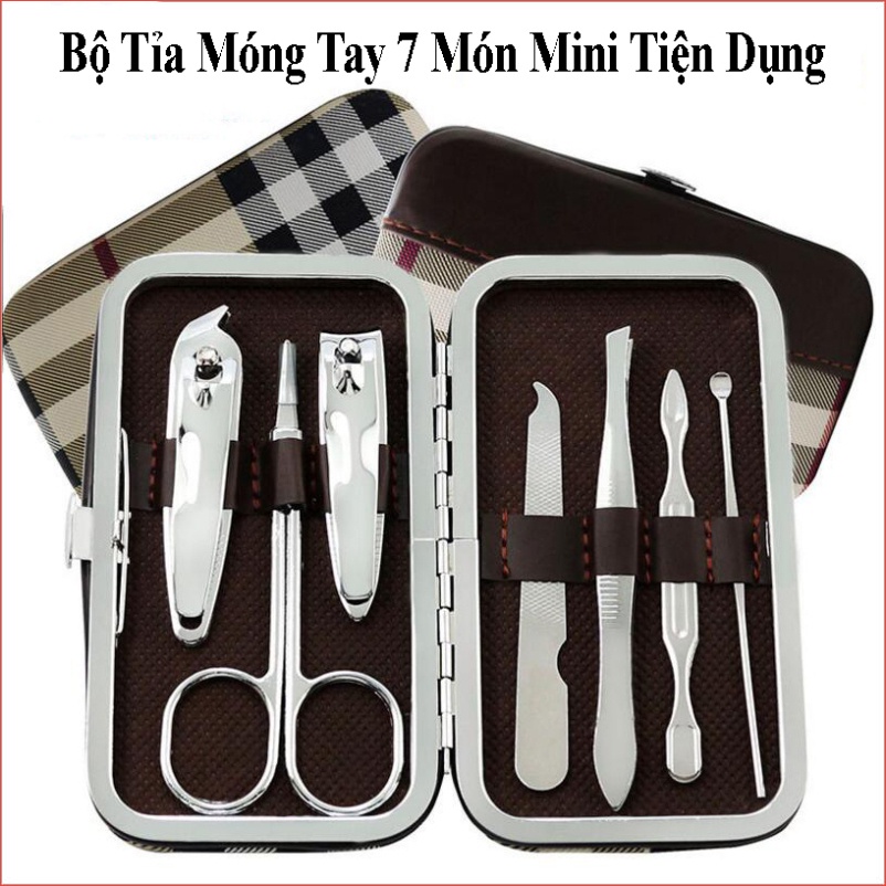 Bộ dụng cụ 7 món mini bấm cắt móng tay chân cắt da lấy khóe làm nail đa năng, bộ kềm kìm làm móng nhỏ 7 chi tiết tại nhà