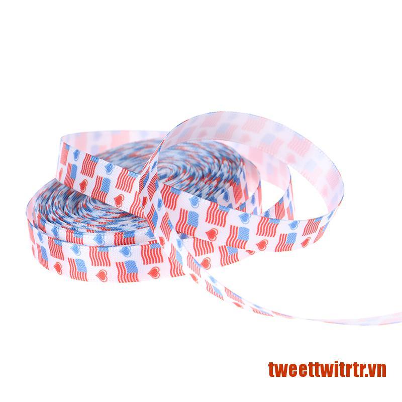 TRTR 4Pcs 10 YARDS Independence Day Grosgrain Ribbon Hair Bow Scrapbook Crafts C