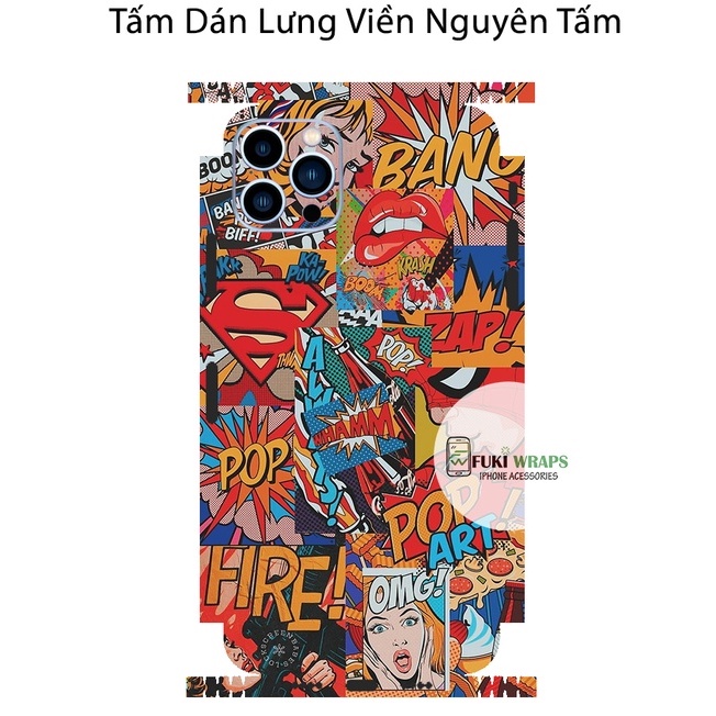 Tấm dán Skin Mặt Sau FULL VIỀN Dành Cho 13prm , 12prm , 11prm , x, xsm , ip11 , ip12 , ip13 - FukiShop