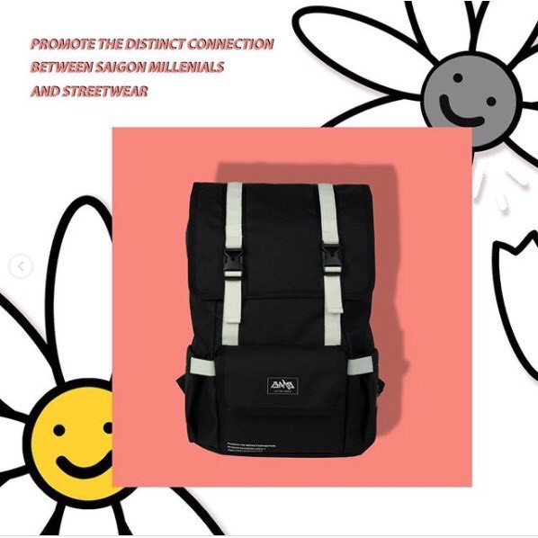 Balo Bama Bag Unisex daisy urban backpack tặng kèm gấu
